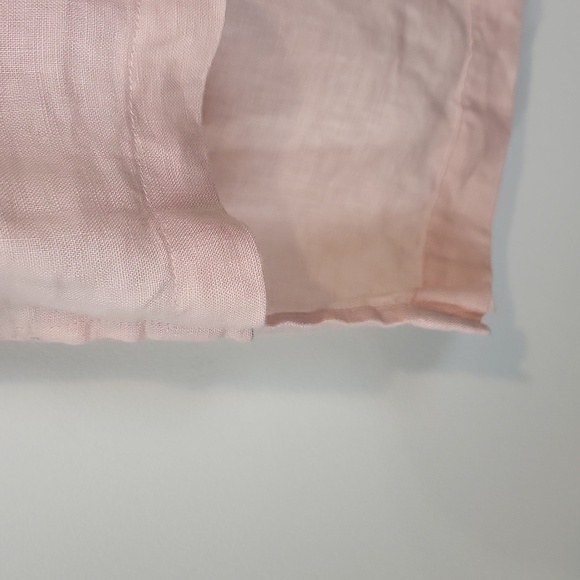 ELLEN TRACY COMPANY 100% Linen Peach Lace Up Roll Tab Tunic Top with Pockets - Picture 6 of 14